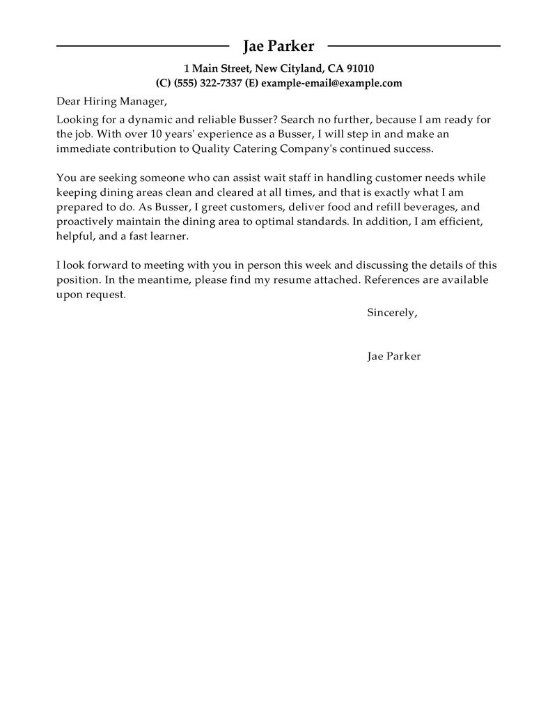 dishwasher cover letter