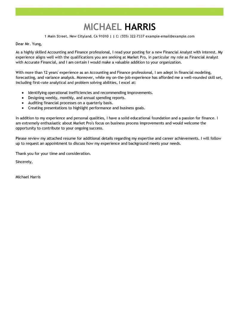 Cover letter application sample