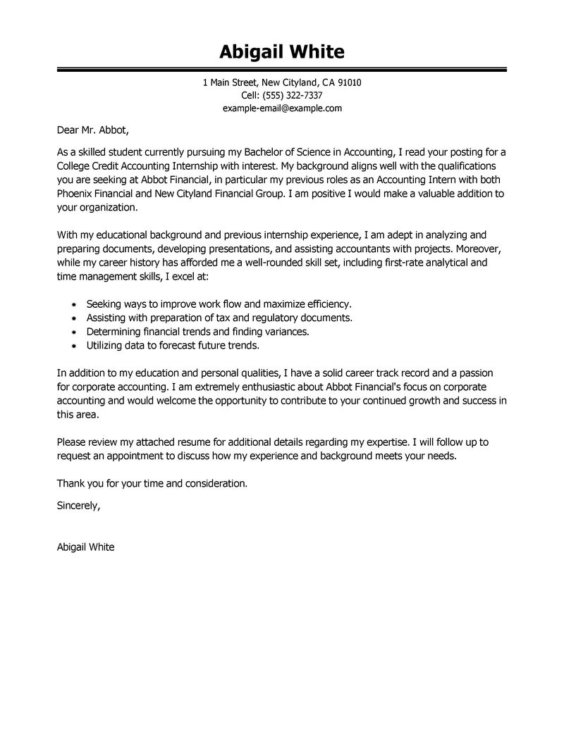 Best Training Internship College Credits Cover Letter ...