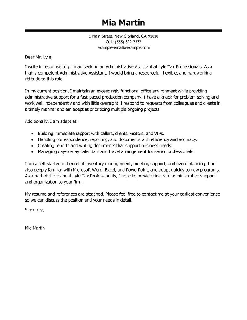 Persuasive job application letter example