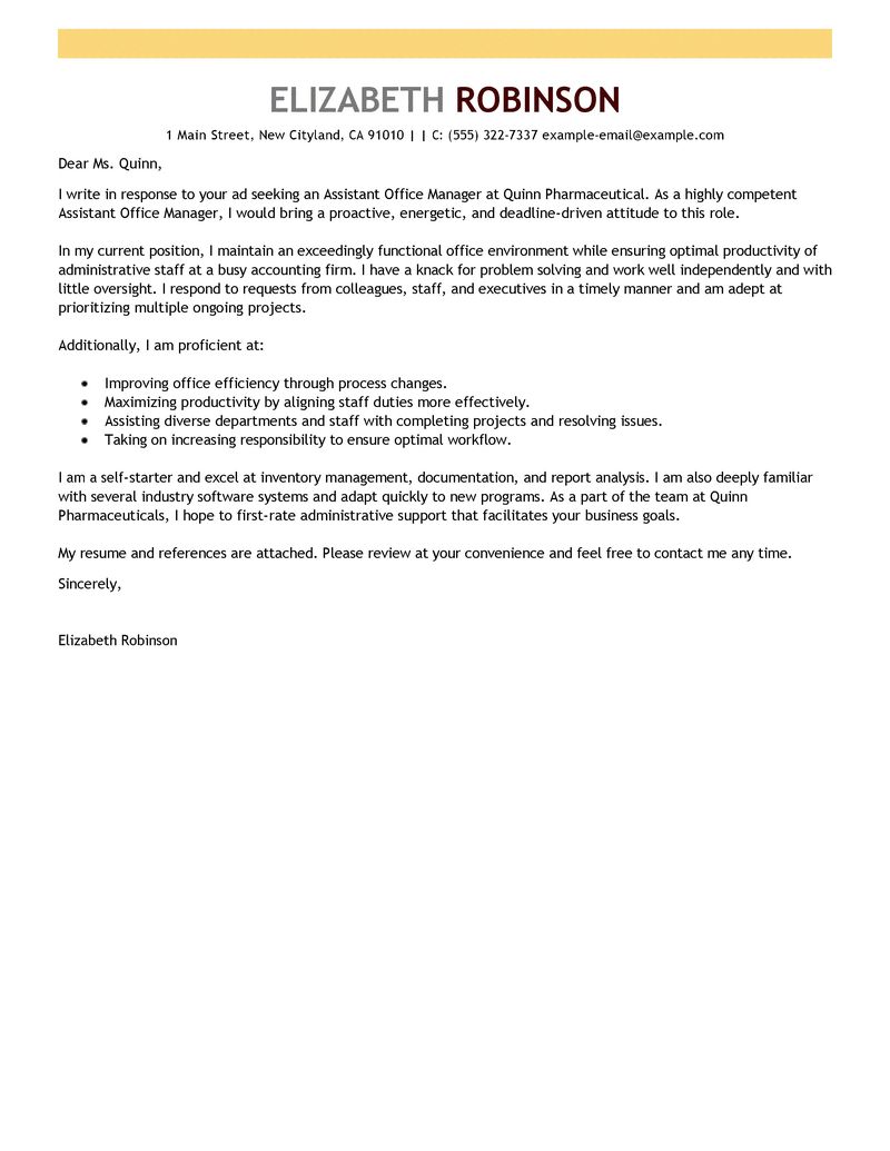 Cover letter for secretarial school position