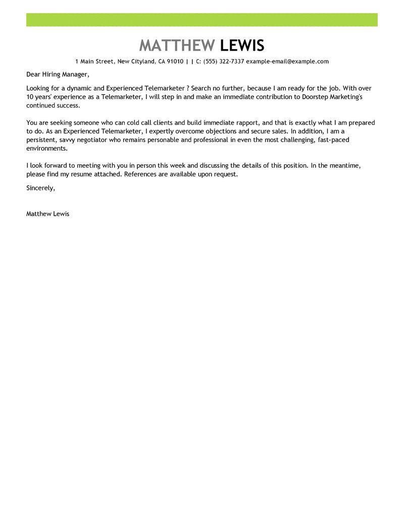 telesales resume samples