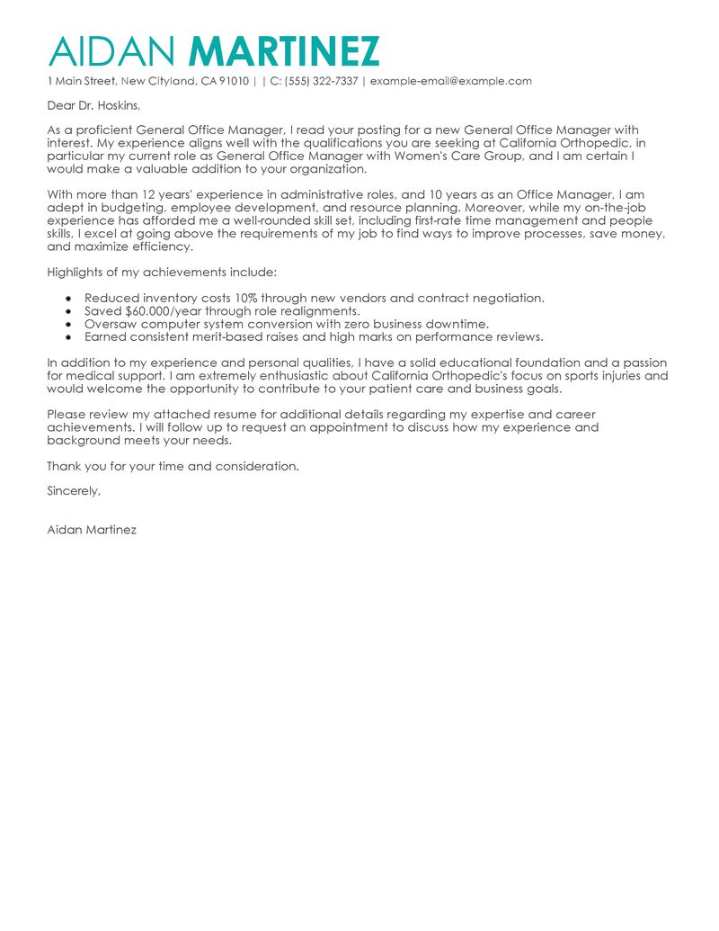 Cover letter sports management examples