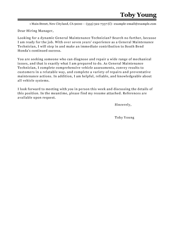 cover letter for automotive technician