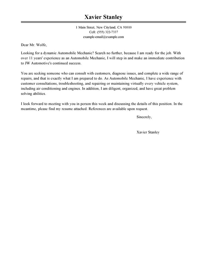 Great employment cover letter examples