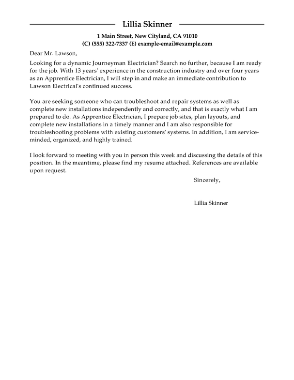 Plumbing apprenticeship cover letter examples