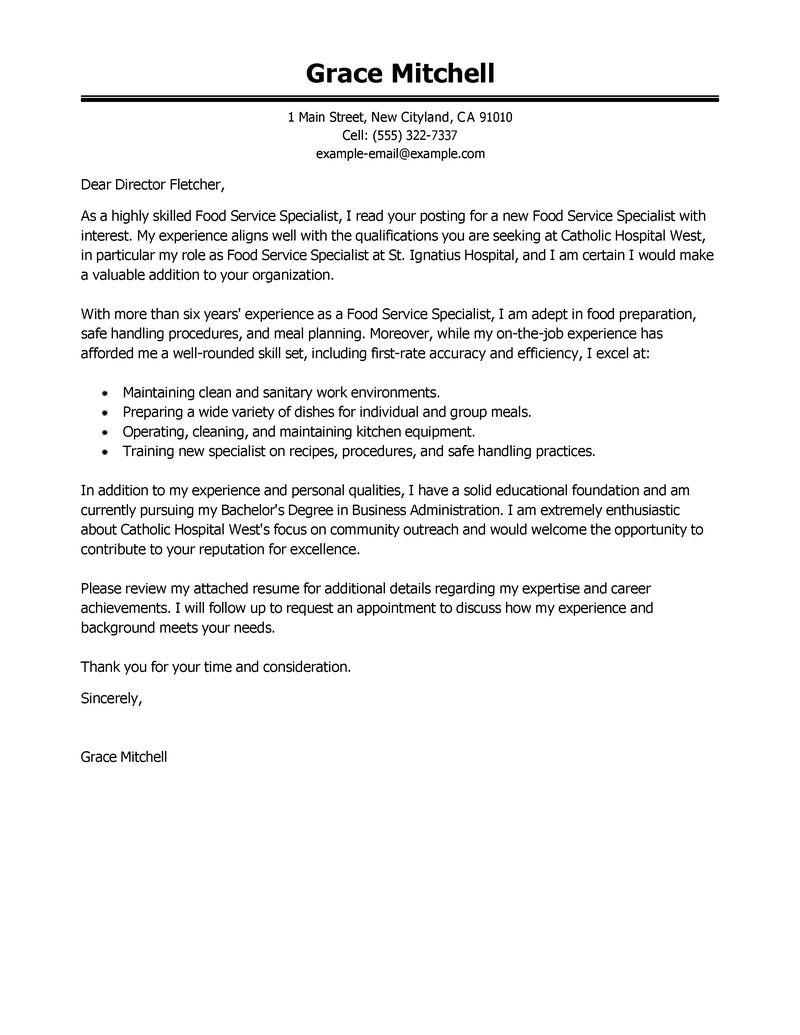 Sample of a cover letter for customer service job