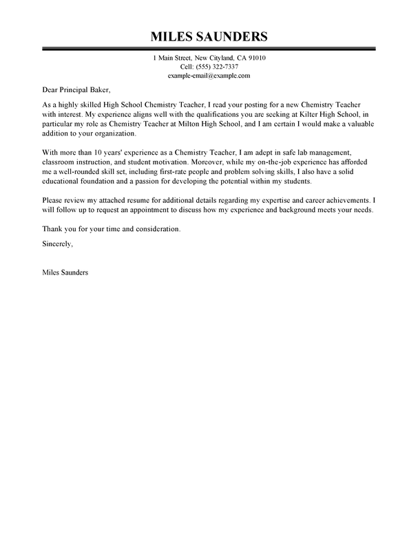 teacher cover letter examples