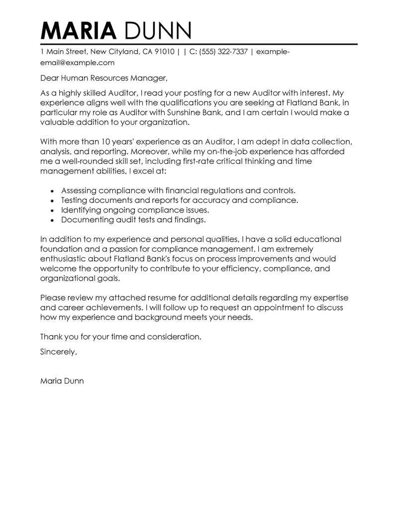 Compliance Auditor Cover Letter auditor sles cover letters livecareer Compliance Auditor Cover Letter auditor sles cover letters livecareer