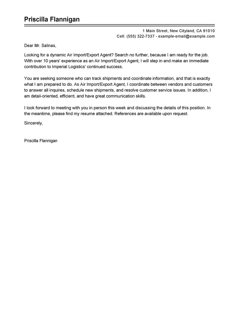 supply chain management cover letter