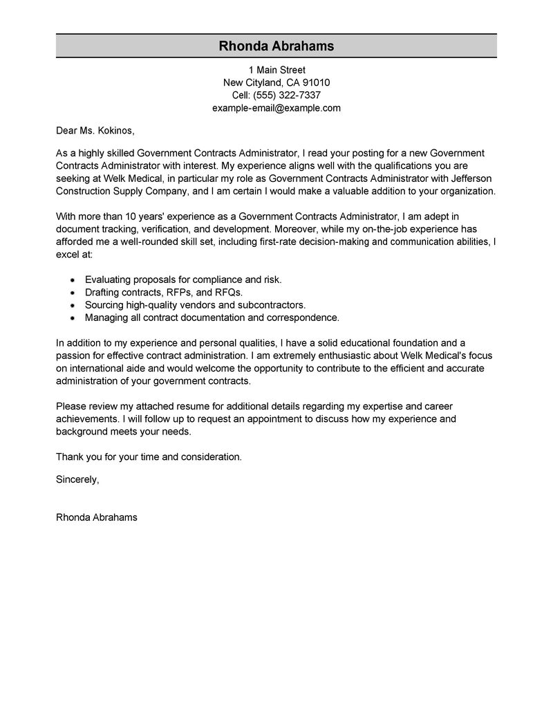 Model agency cover letter sample