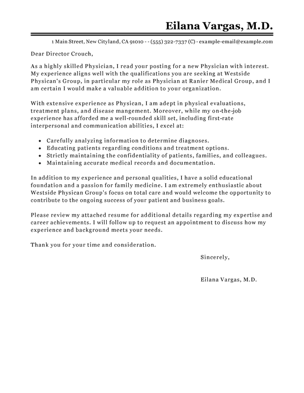 cover letter physician job search