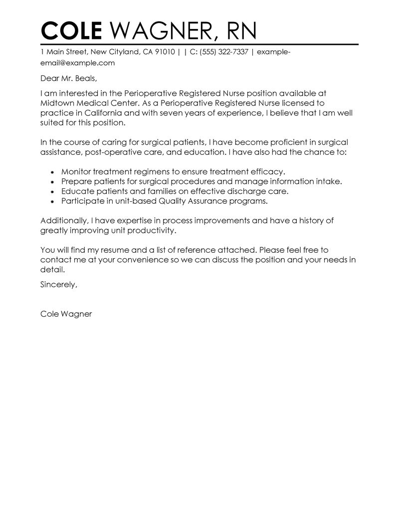 nursing job cover letter examples