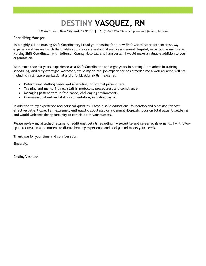 best shift coordinator cover letter examples livecareer cover letter coordinator