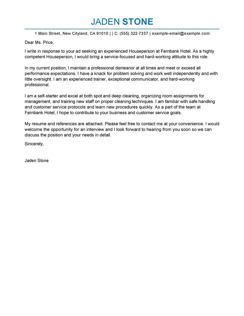 cover letter for hotel jobs