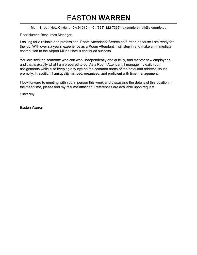 hotel room attendant resumes