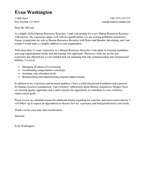 Best Recruiting and Employment Cover Letter Examples ...