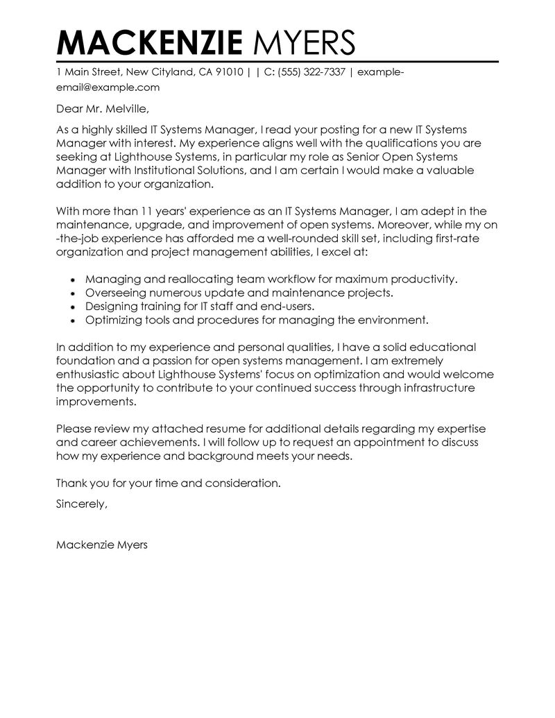 job description cover letter template