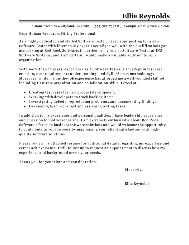 Video game tester cover letter