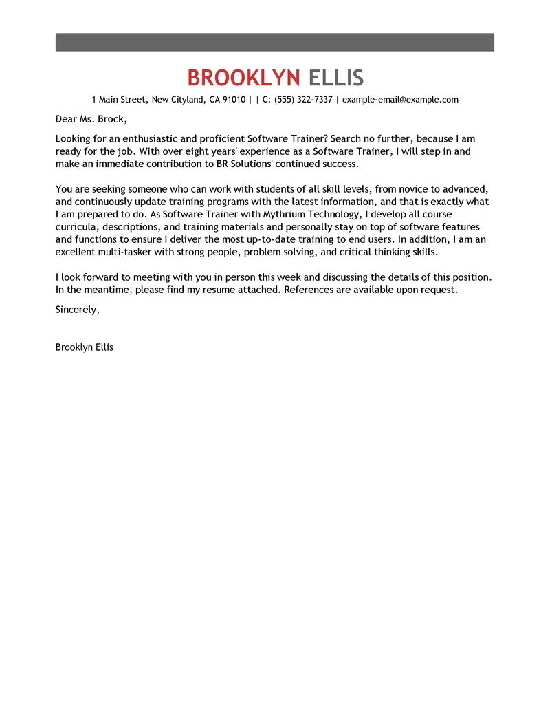 trainer cover letter