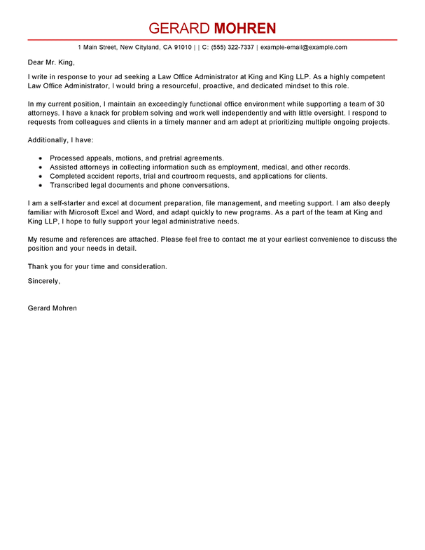 administration manager cover letter sample