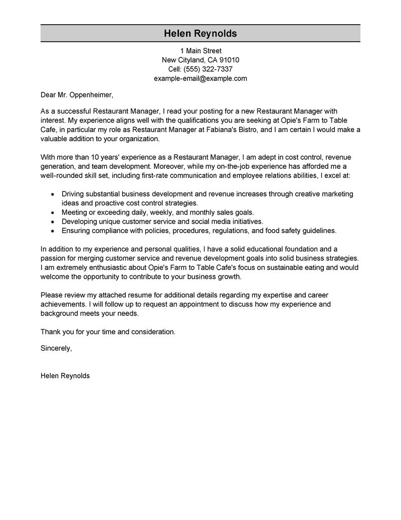 Sample membership manager cover letter