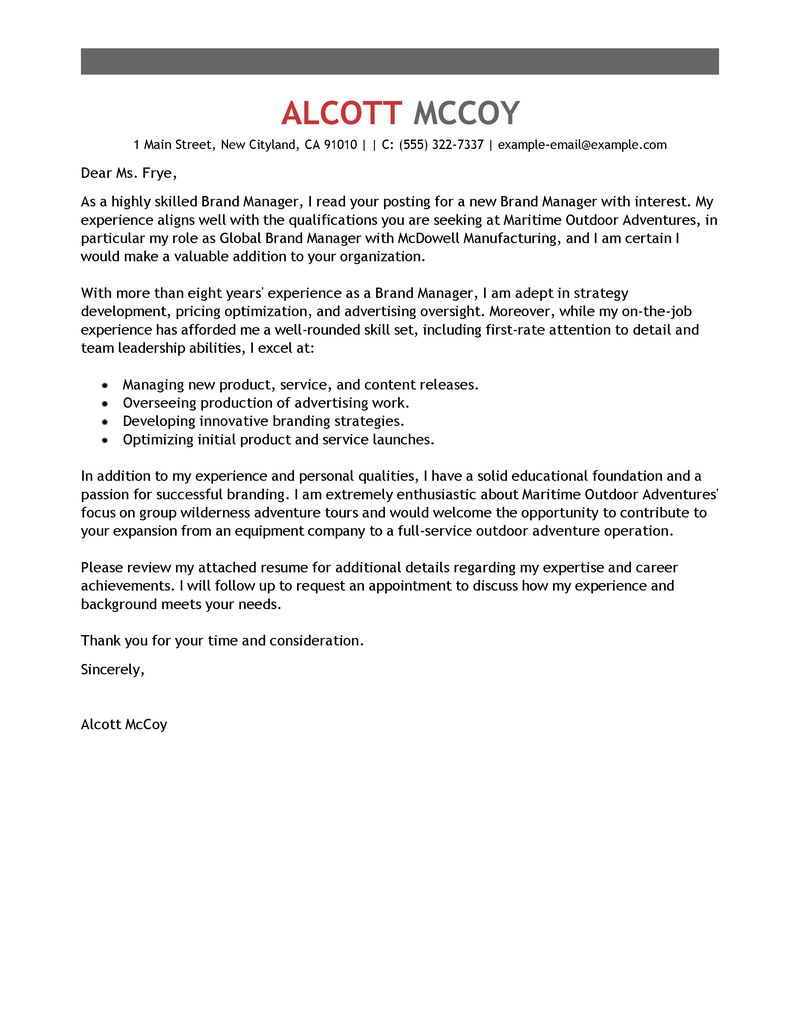 best marketing manager cover letter