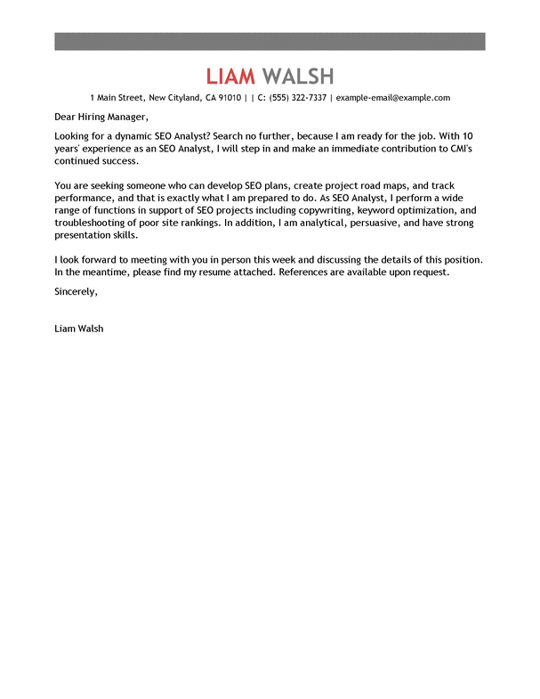 marketing analyst cover letters