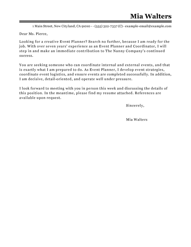 Event marketing cover letter