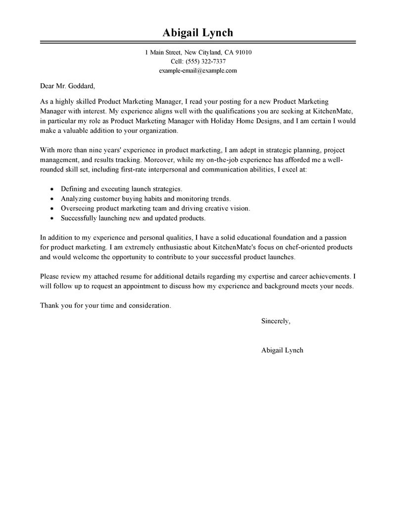 marketing letter sample
