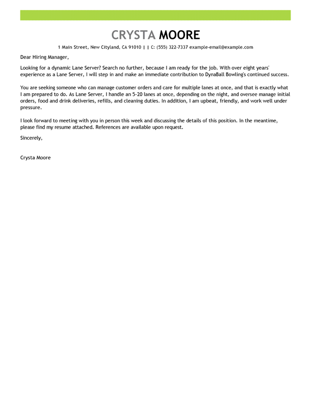 server cover letter best server cover letter exles livecareer server cover letter best server cover letter exles livecareer