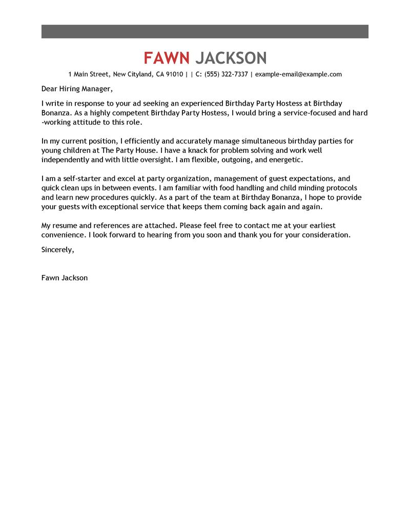 good cover letter example