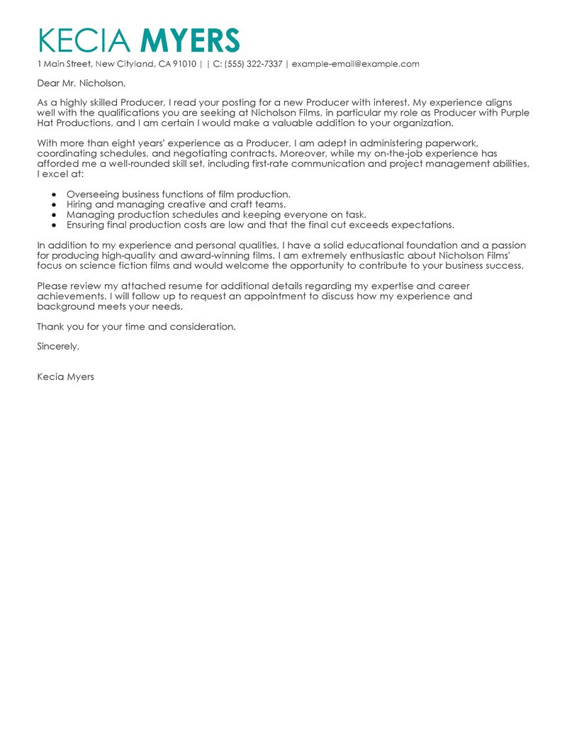 Professional cover letter for business management