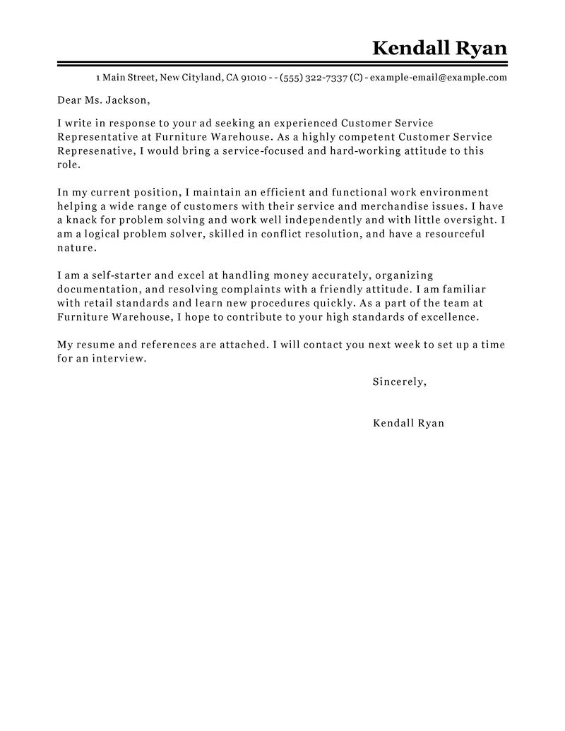 Best Customer Service Representative Cover Letter Examples ...