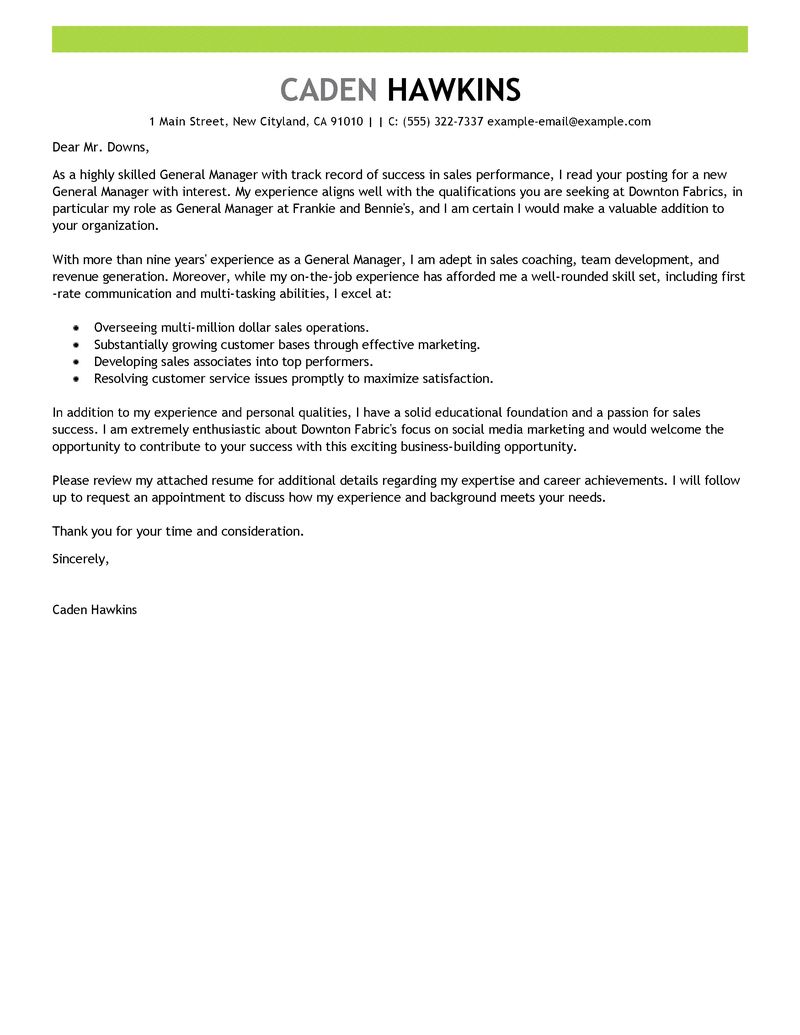 Building material sales cover letter