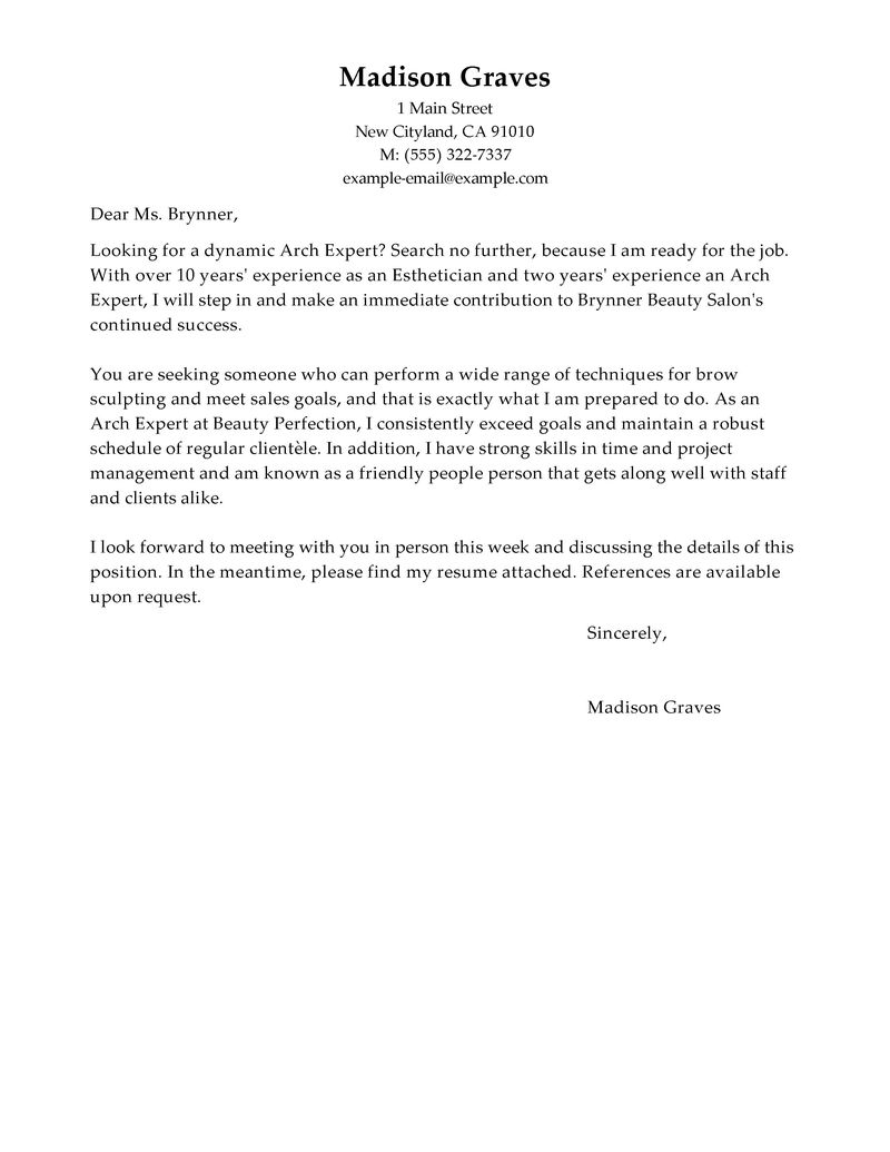 Sample cover letter for tanning salon