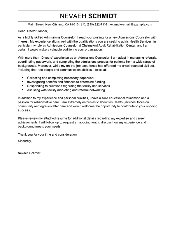 cover letter for admissions officer