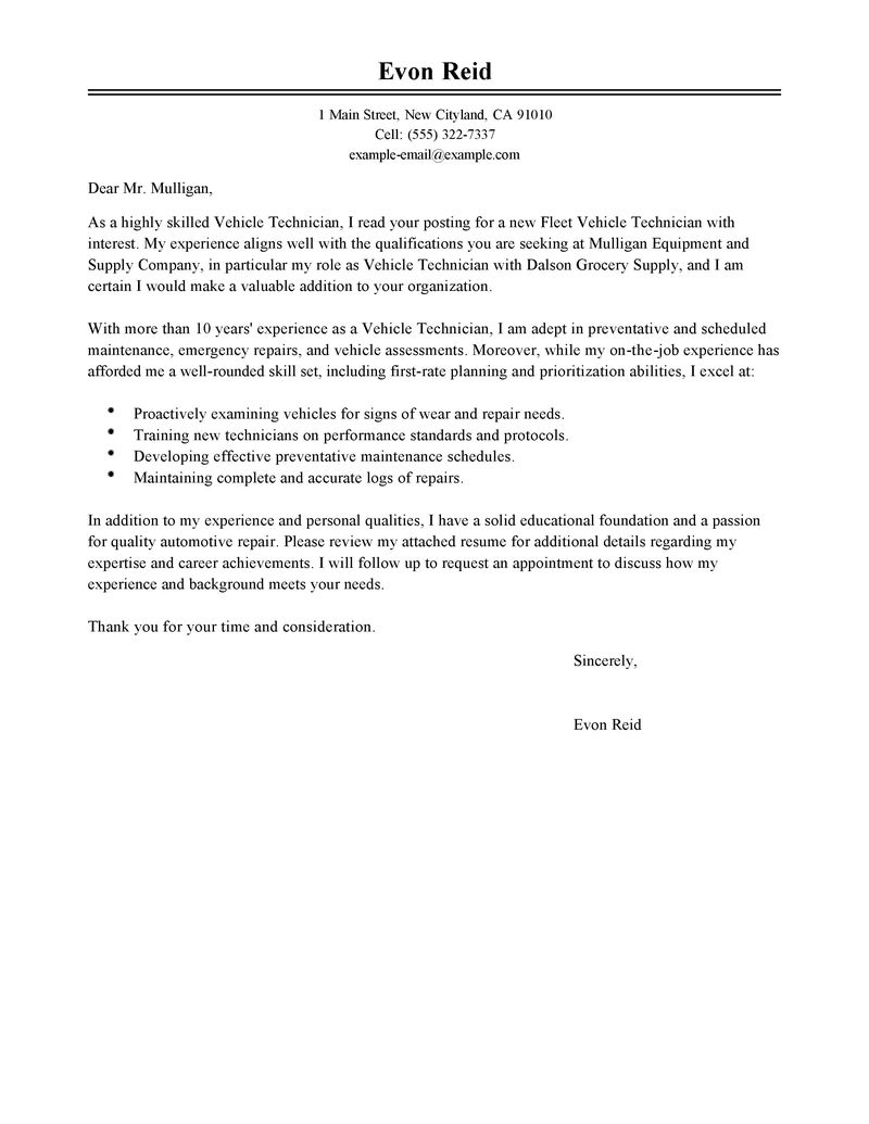 Technology resume cover letter examples