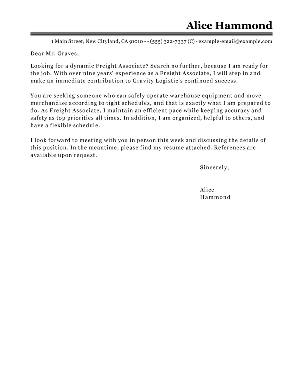 best freight associate cover letter examples livecareer warehouse operator cover letter