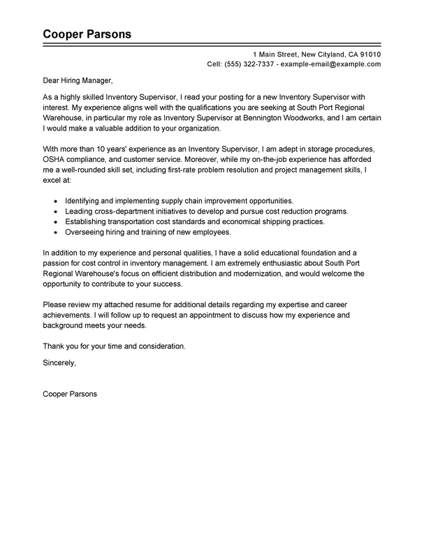 sample customer service supervisor cover letter