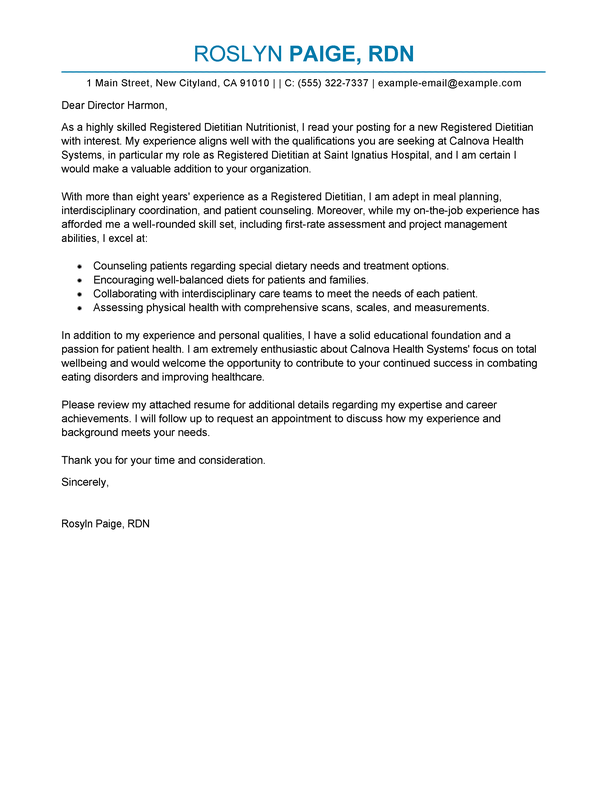 health and wellness director cover letter