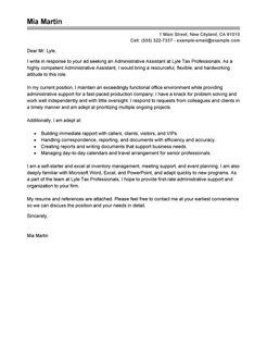 Administrative assistant cover letter sample