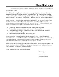 Best cover letter for executive assistant position