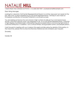 best call center representative cover letter examples campus monitor cover letter