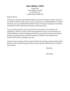 Sample health cover letter