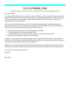 nursing position cover letters