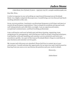 Best Houseperson Cover Letter Examples LiveCareer Best Houseperson Cover Letter Examples LiveCareer