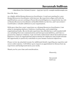 Placement coordinator cover letter