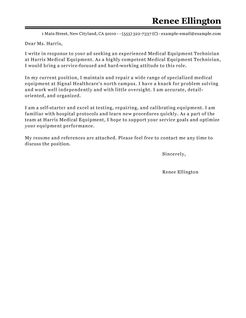best medical equipment technician cover letter examples