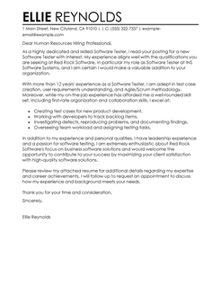 software tester cover letter